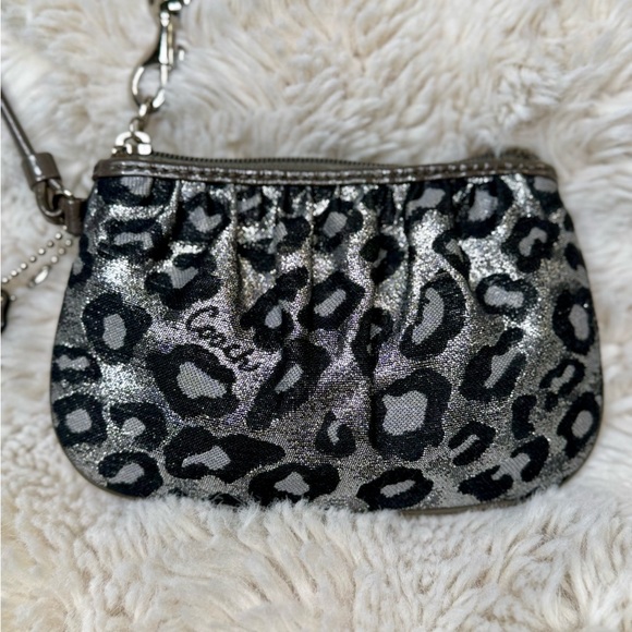 Coach Handbags - Coach Metallic Leopard Print Wristlet